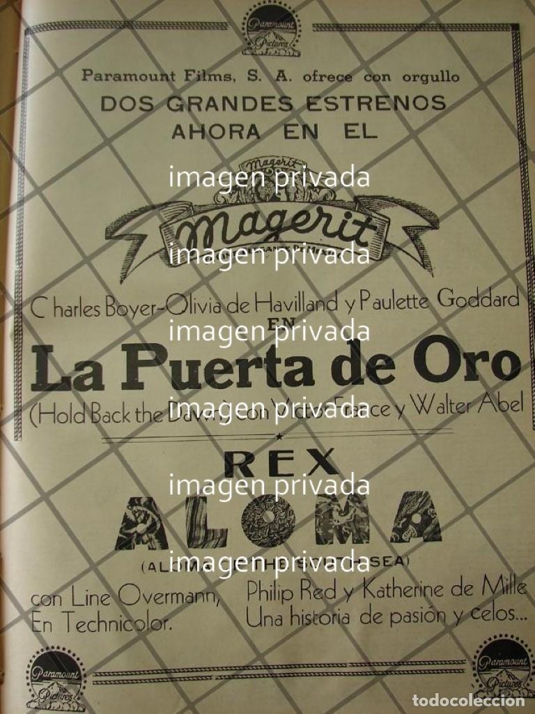 Collectionnisme d'affiches: CARTEL PUBLICITARIO ANTIGUO. CINE MAGERIT Y PARAMOUNT 1941