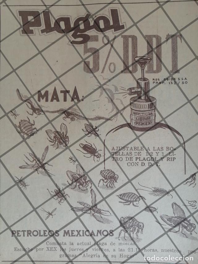 Poster collecting: AFICHE PUBLICITARIO ANTIGUO PEMEX. INSECTICIDA PLAGOL 1951