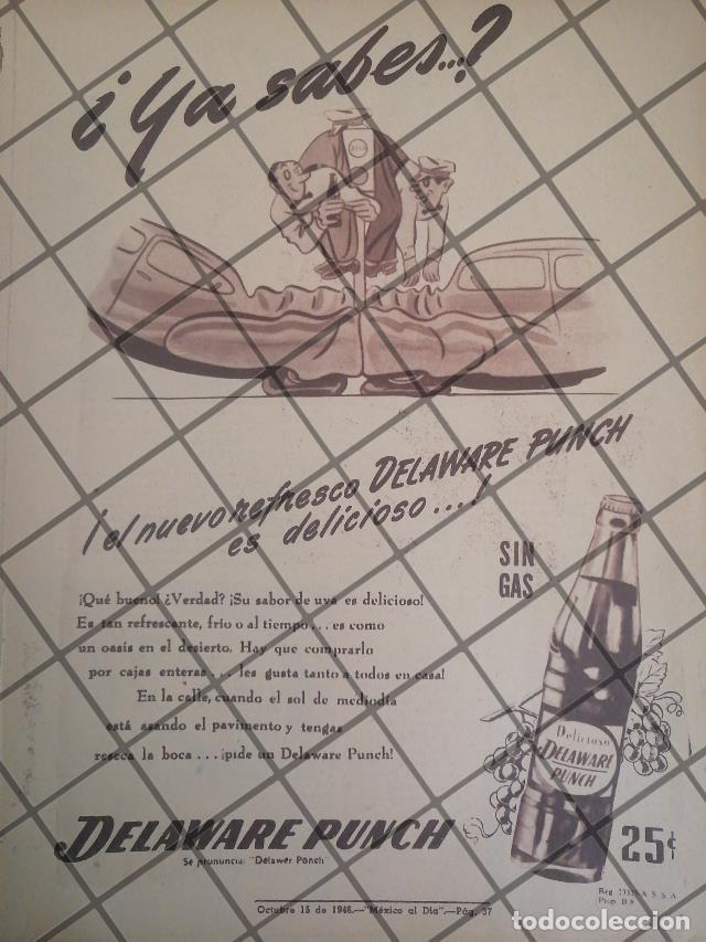 Collectionnisme d'affiches: CARTEL PUBLICITARIO RETRO REFRESCOS DELAWARE PUNCH 1948