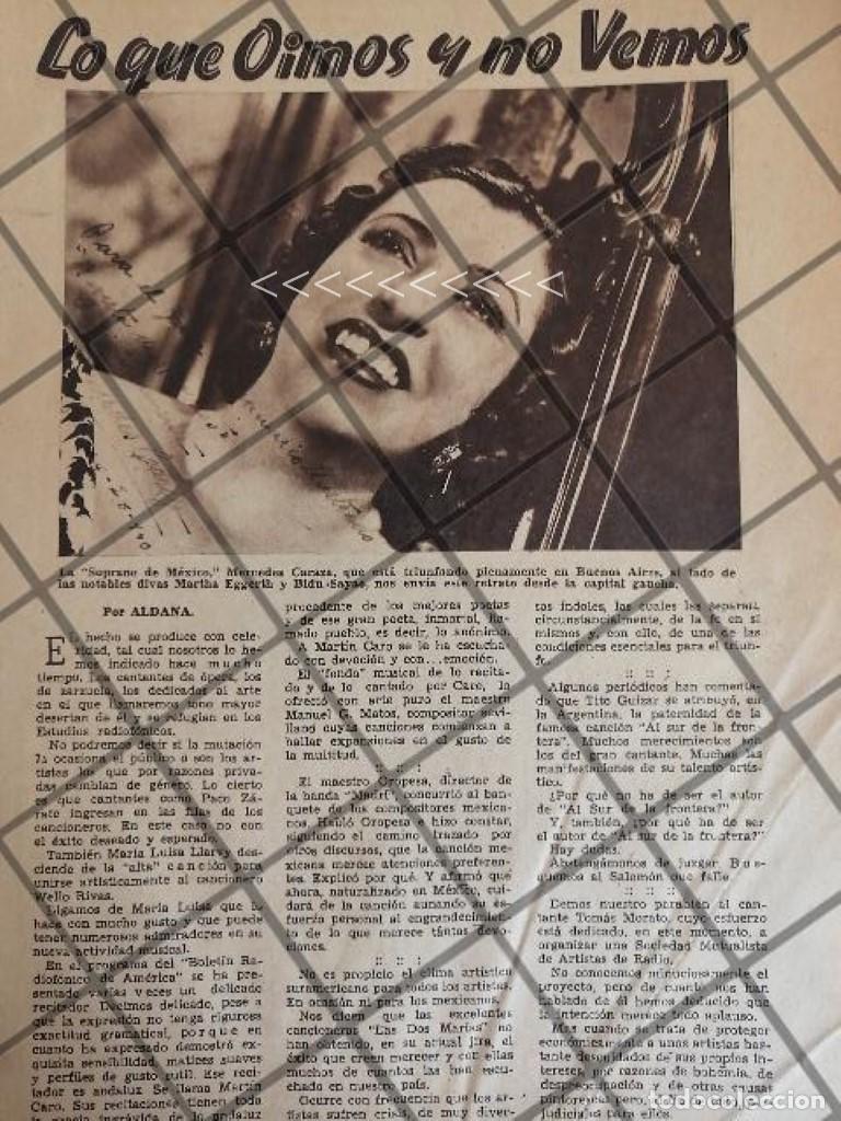 Poster collecting: AFICHE ANTIGUO CANTANTE. MERCEDES CARAZA Y OTRAS NOTAS 1936