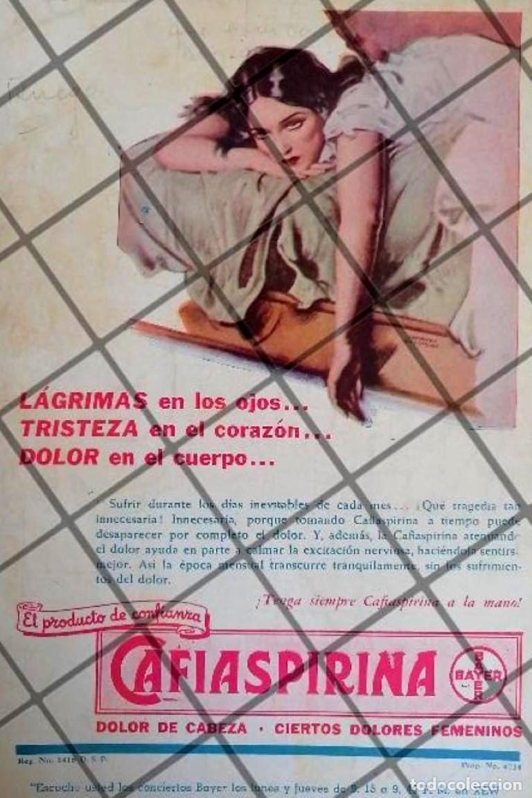 Poster collecting: CARTEL PUBLICITARIO ANTIGUO. CAFIASPIRINA BAYER 1937 100