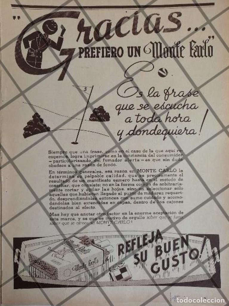 Poster collecting: AFICHE PUBLICITARIO ANTIGUO CIGARROS MONTECARLO 1939 299
