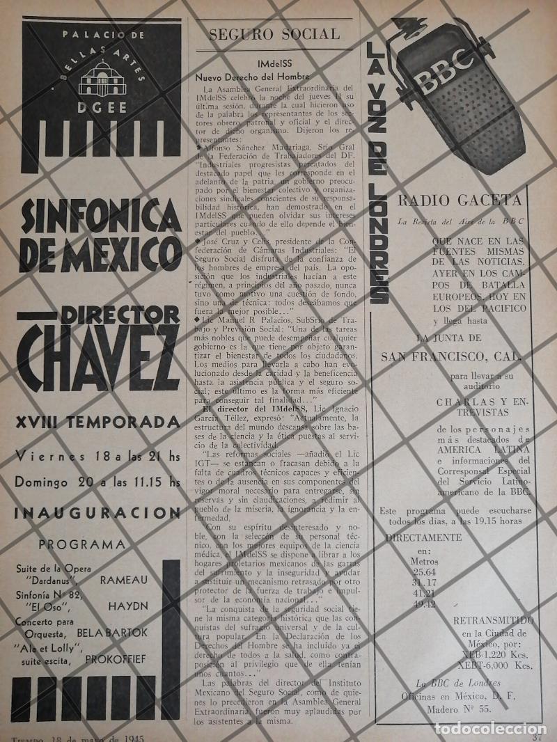 Sammeln von Plakaten: AFICHE RETRO ORQUESTA SINFONICA MAY 1945 Y BBC RADIO