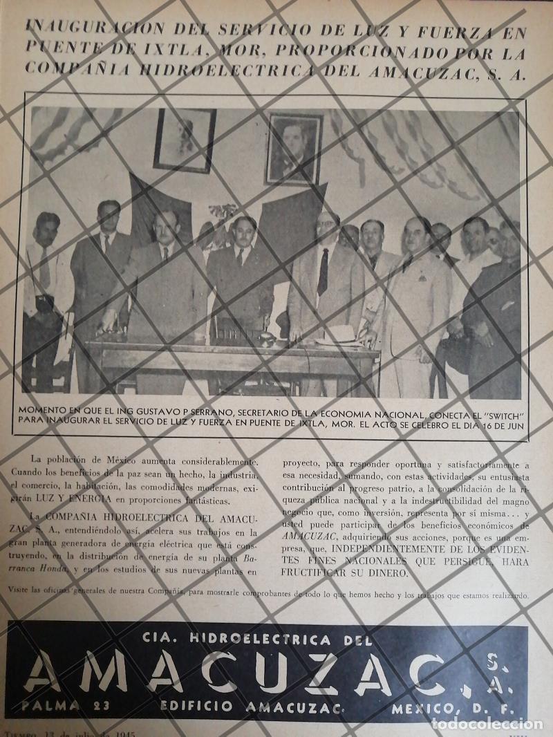 Sammeln von Plakaten: AFICHE RETRO. INAUGURAN EL AMACUZAC EN IXTLA. MORELOS 1945
