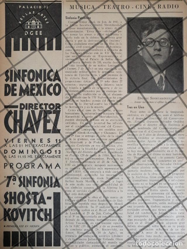 Sammeln von Plakaten: AFICHE RETRO ORQUESTA SINFONICA Y DMITRI SHOSTAKOVITH 1942