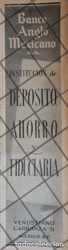 Sammeln von Plakaten: CARTEL PUBLICITARIO RETRO. BANCO ANGLO MEXICANO 1942