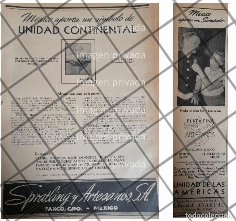 Collectionnisme d'affiches: SPRATLING Y ARTESANOS S.A BOTON DE LA UNIDAD CONTINETAL 1942