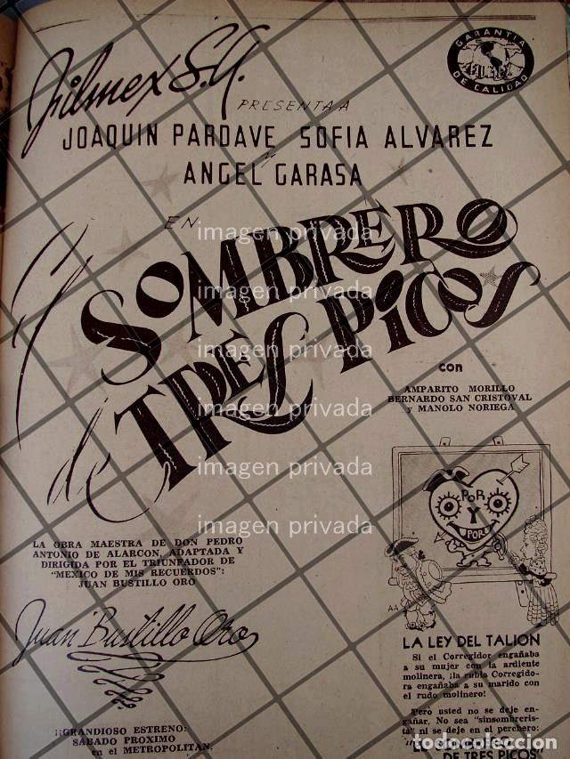 Sammeln von Plakaten: AFICHE ANTIGUO ESTRENO PELICULA EL SOMBRERO DE 3 TRES PICOS