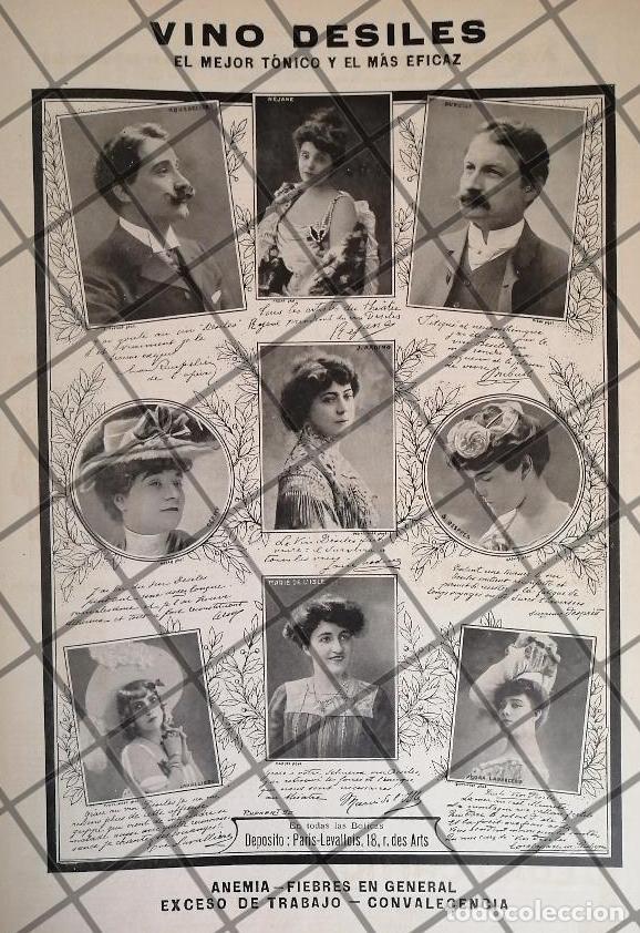 Poster collecting: CARTEL PUBLICITARIO VINO DESILES Y CANTANTES DE OPERA 1907
