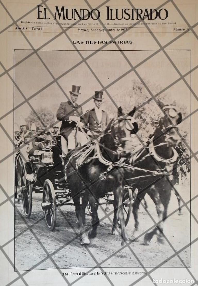 Poster collecting: PORTADA ANTIGUA PORFIRIO DIAZ EN CARRUAJE 1907