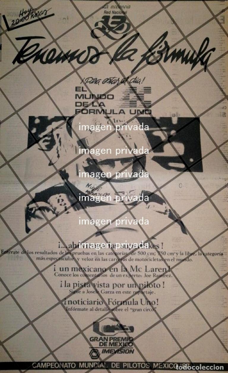Collectionnisme d'affiches: CARTEL RETRO. GRAN PREMIO DE MEXICO 1987 CANAL 13 IMEVISION