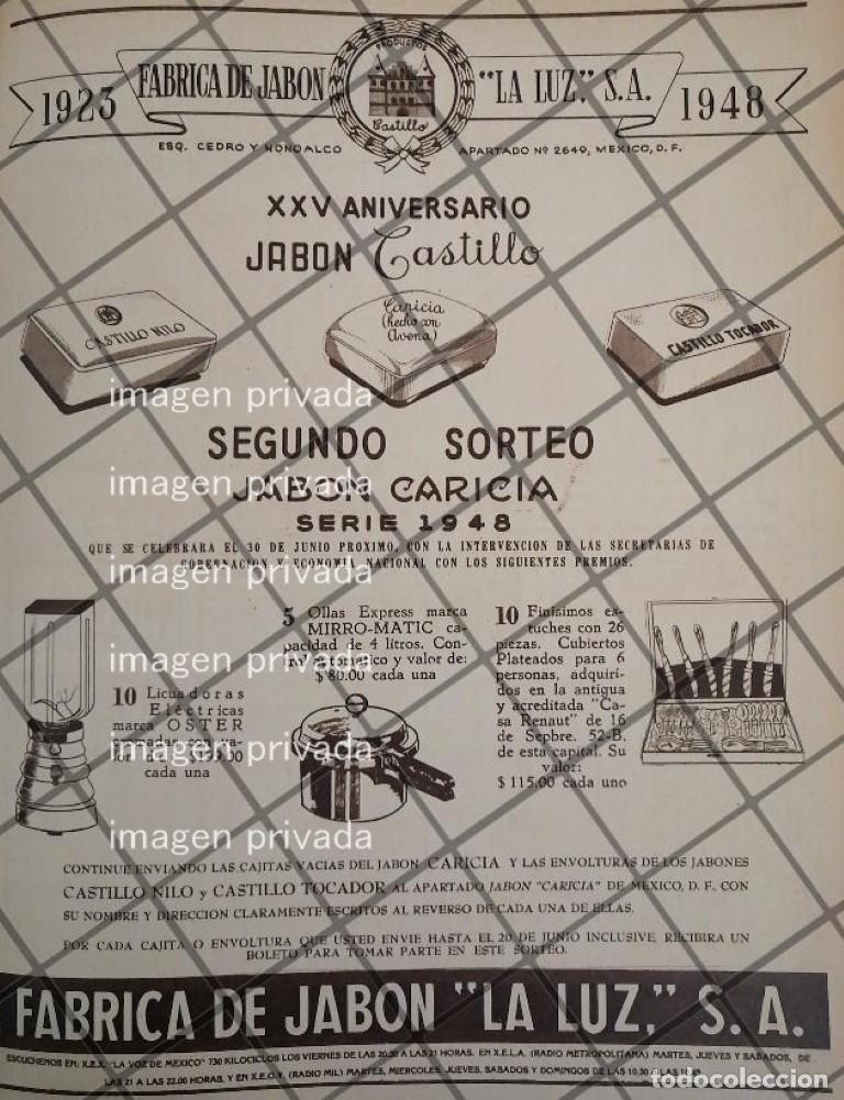 Colecionismo de cartazes: CARTEL PUBLICITARIO RETRO. FABRICA DE JABON LA LUZ S.A 1948
