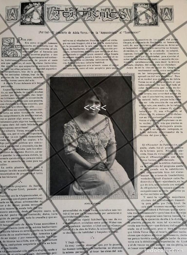 Collectionnisme d'affiches: AFICHE ANTIGUO LA PIANISTA ADELA VERNE EN MEXICO 1910