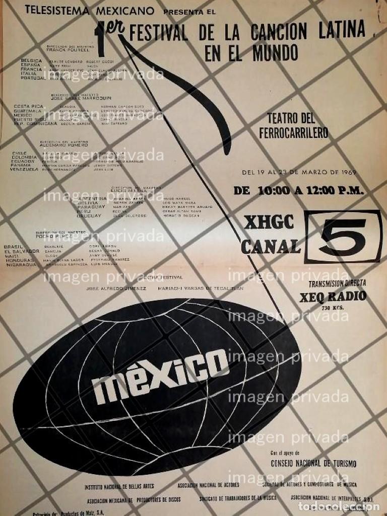 Collectionnisme d'affiches: PUBLICIDAD RETRO 1ER FESTIVAL DE LA CANCION LATINA 1969 XHGC