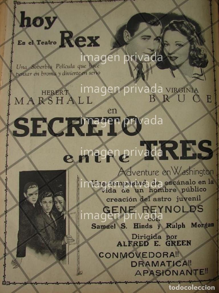 Colecionismo de cartazes: CARTEL RETRO. PELICULA SECRETO ENTRE TRES 1941