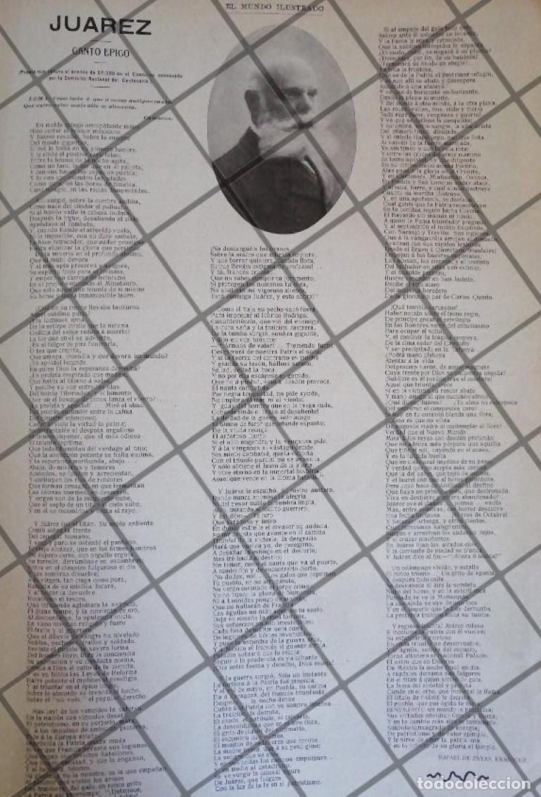Colecionismo de cartazes: AFICHE ANTIGUO INEDITO. CANTO A JUAREZ 1907 RAFAEL DE ZAYAS