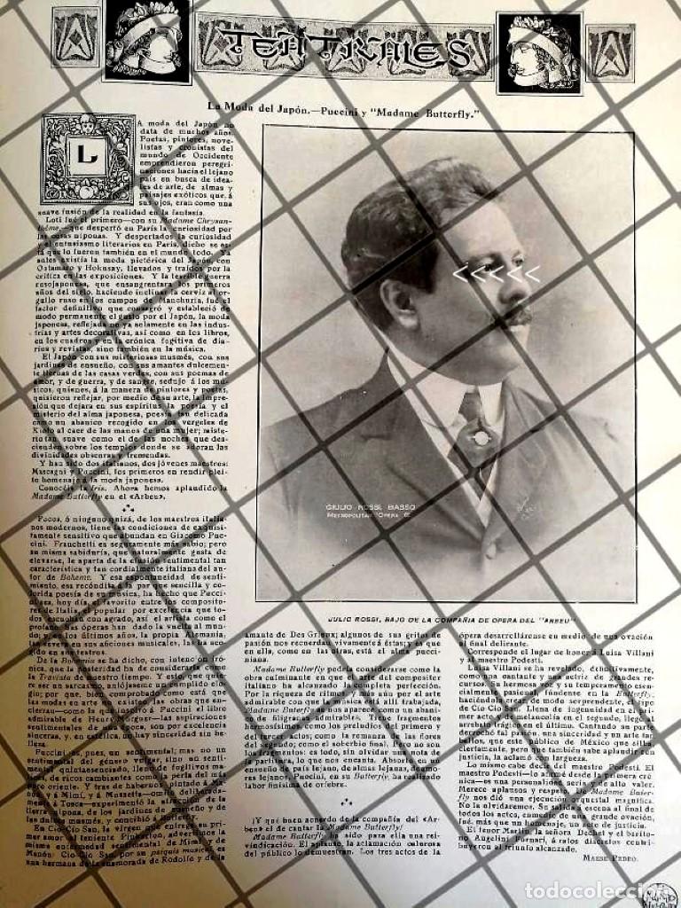 Poster collecting: AFICHE ANTIGUO CANTANTE. GIULIO ROSSI EN TEATRO ARBEU 1910