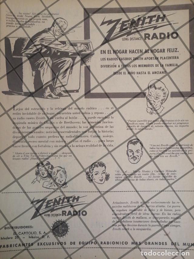 Collectionnisme d'affiches: CARTEL PUBLICITARIO RETRO RADIOS ZENITH DE MEXICO 1945 647