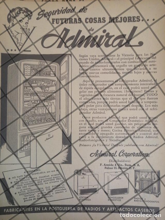 Poster collecting: CARTEL PUBLICITARIO RETRO REFRIGERADORES ADMIRAL 1945 648