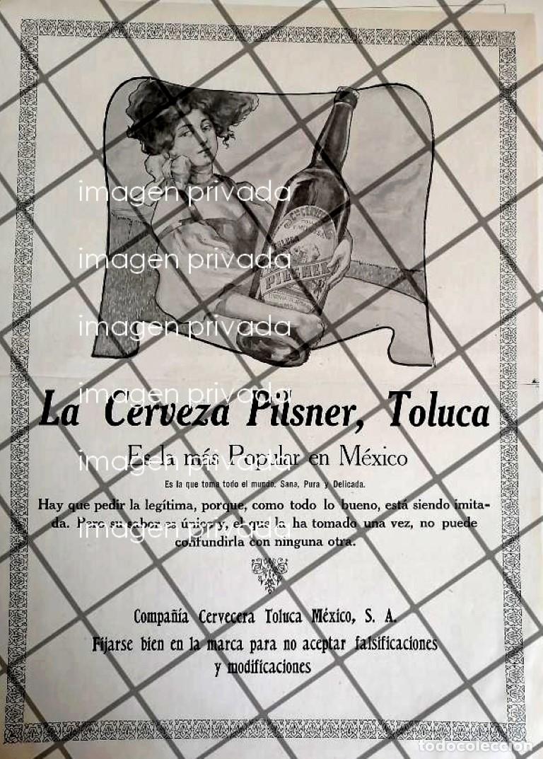 Colecionismo de cartazes: CARTEL ANTIGUO ORIGINAL DE CERVEZA TOLUCA PILSNER 1910 / MUY RARO