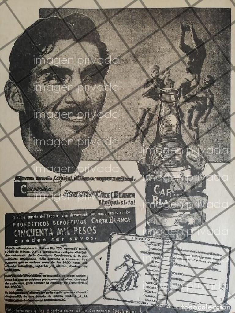 Colecionismo de cartazes: CARTEL PUBLICITARIO RETRO CERVEZA CARTA BLANCA Y TOTA CARBAJAL 1958