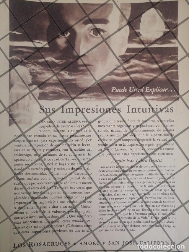 Colecionismo de cartazes: CARTEL PUBLICITARIO RETRO LOS ROSACRUCES AMORC 1946 E25