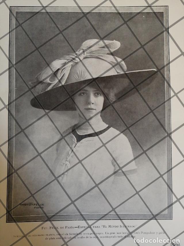 Colecionismo de cartazes: CARTEL ANTIGUO 1910 SOMBRERO DAMA. CASA FELIX DE PARIS /5