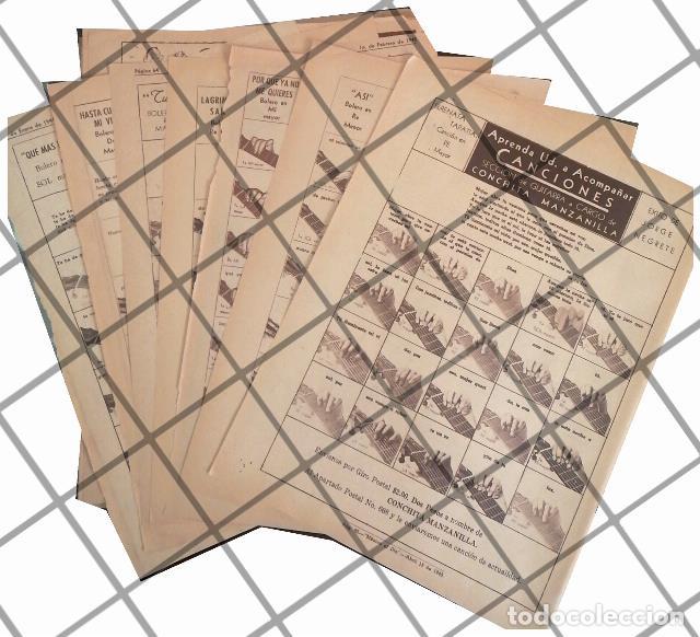 Sammeln von Plakaten: 7 AFICHES ANTIGUOS APRENDA GUITARRA CON CONCHITA MANZANILLA 1945