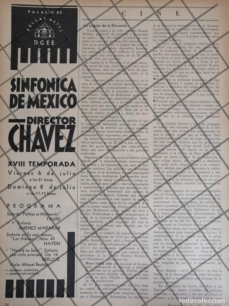Collezionismo di affissi: AFICHE RETRO ORQUESTA SINFONICA TEMPORADA 18 1945 JUL