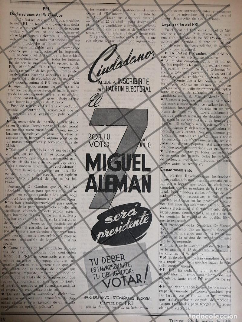 Collezionismo di affissi: AFICHE POLITICO RETRO ELECCIONES 1946 MIGUEL ALEMAN