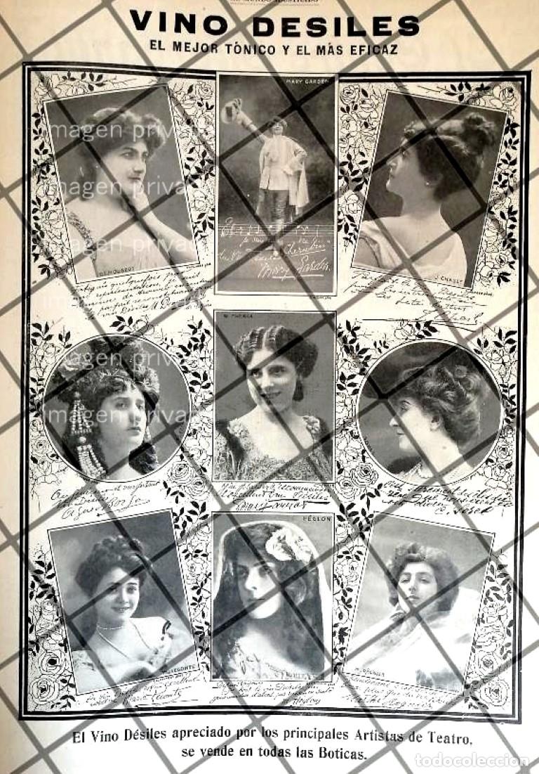 Sammeln von Plakaten: RARISIMO CARTEL PUBLICITARIO ANTIGUO. VINO DESILES Y ACTRICES 1907