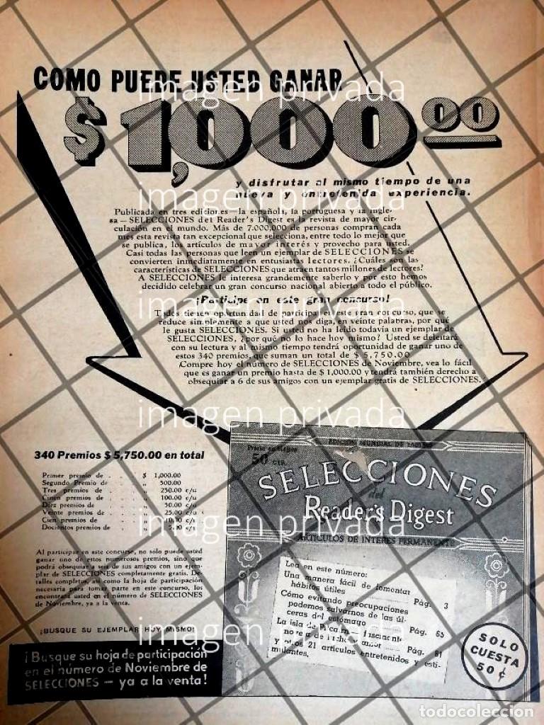 Sammeln von Plakaten: CARTEL PUBLICITARIO RETRO LLEGA LA REVISTA SELECCIONES 1942