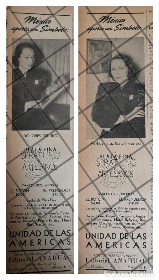 Sammeln von Plakaten: 2 PUBLICIDADES PATRIOTAS ANTIGUAS DOLORES DEL RIO 1942