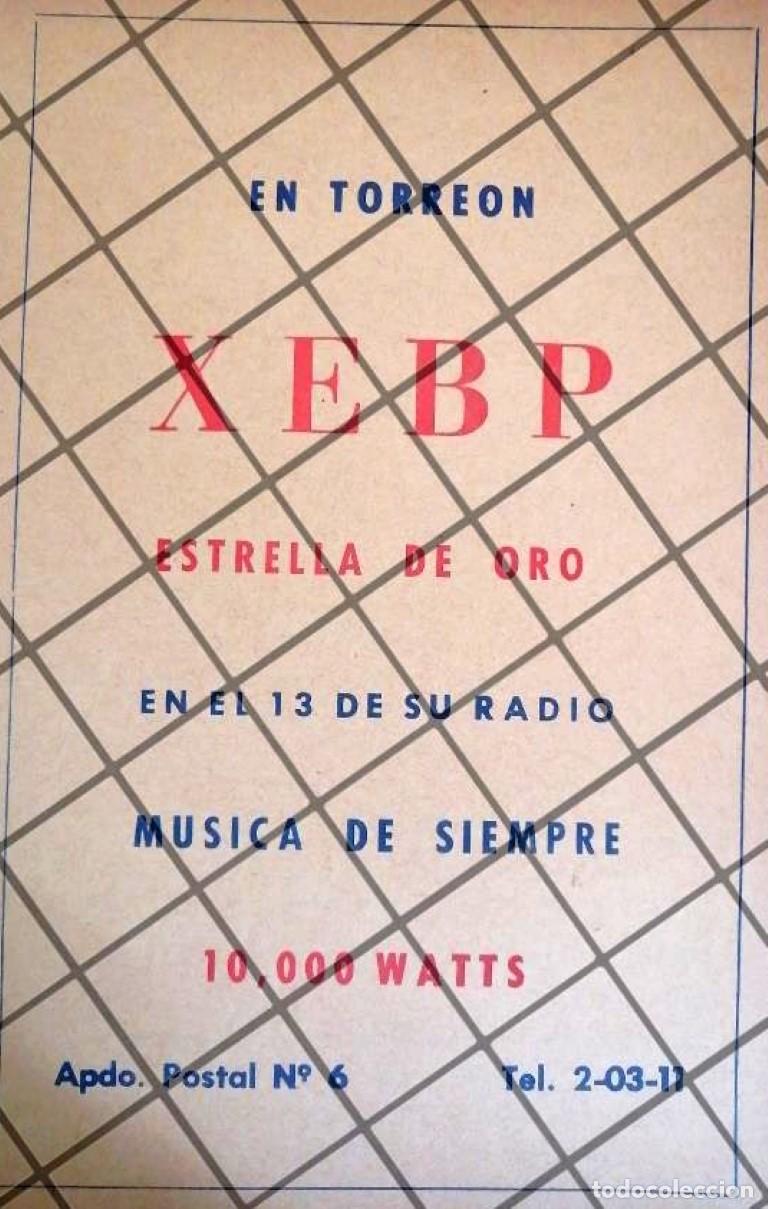Sammeln von Plakaten: PUBLICIDAD RETRO RADIO DIFUSORA XEBP DE TORREON 1950s