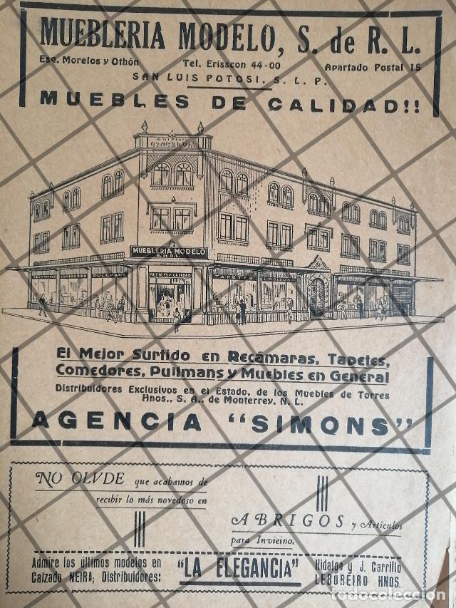 Colecionismo de cartazes: PUBLICIDAD ANTIGUA MUEBLERIA MODELO 1941 S. LUIS POTOSI