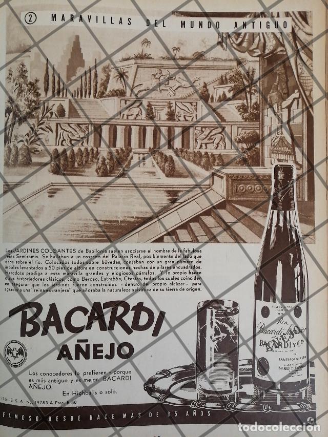 Colecionismo de cartazes: CARTEL PUBLICITARIO RETRO BACARDI /MARAVILLAS DEL MUNDO 1948