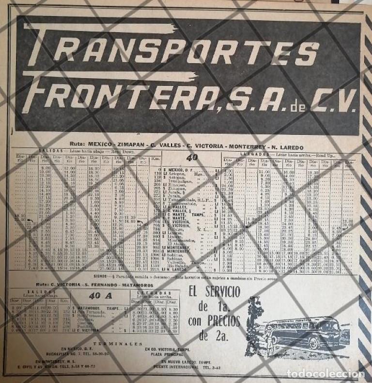 Sammeln von Plakaten: AFICHE ANTIGUO TRANSPORTES FRONTERA ITINERARIO 1950s
