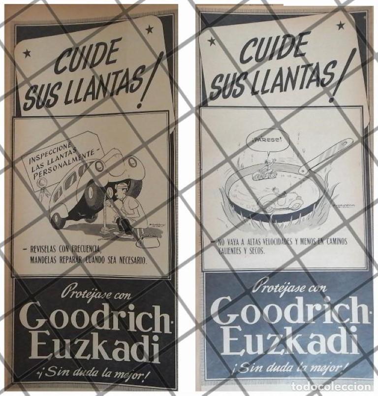 Coleccionismo de carteles: 2 CARTELES RETRO LLANTAS GOODRICH DIBUJO DE BISMARCK MIER