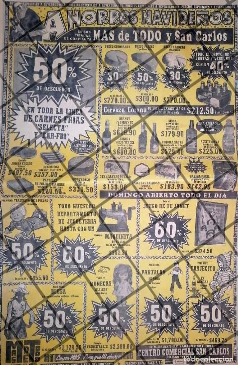 Colecionismo de cartazes: CARTEL PUBLICITARIO RETRO TIENDA MAS DE TODO MONTERREY 1984