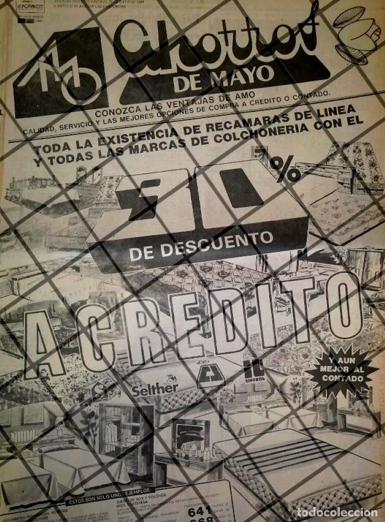 Coleccionismo de carteles: CARTEL PUBLICITARIO RETRO MONTERREY MUEBLERIAS A.M.O 1984