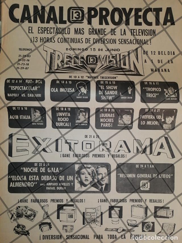 Poster collecting: PUBLICIDAD RETRO. CANAL 13 TRECEVISION 1969 /8