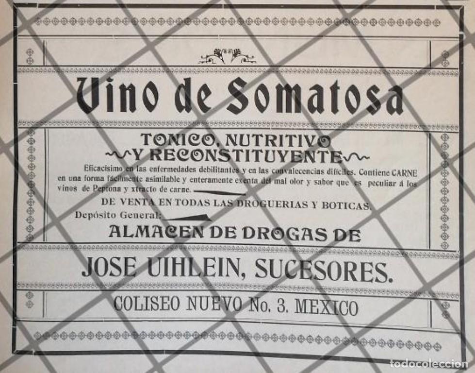 Sammeln von Plakaten: CARTEL PUBLICITARIO VINO SOMATOSA. BOTICA. JOSE UIHLEIN 1906