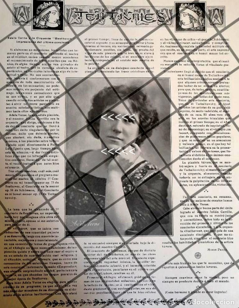 Sammeln von Plakaten: AFICHE ANTIGUO PIANISTA ADELA VERNE EN MEXICO 1910