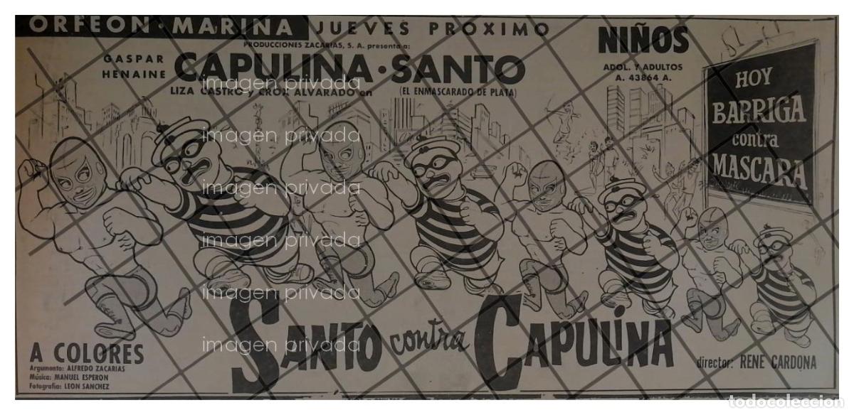 Poster collecting: PUBLICIDAD RETRO PELICULA, SANTO CONTRA CAPULINA 1969