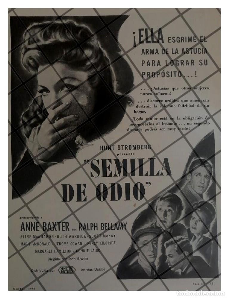 Collezionismo di affissi: AFICHE RETRO PELICULA. SEMILLA DE ODIO. 1945