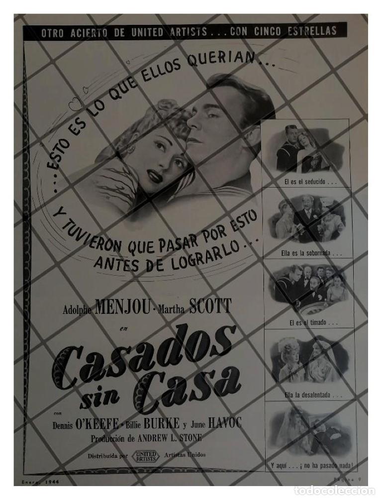 Collezionismo di affissi: CARTEL ANTIGUO PELICULA. CASADOS SIN CASA 1944