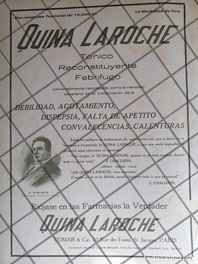 Coleccionismo de carteles: CARTEL ANTIGUO QUINA LA ROCHE Y FEDOR CHALIAPIN 1910