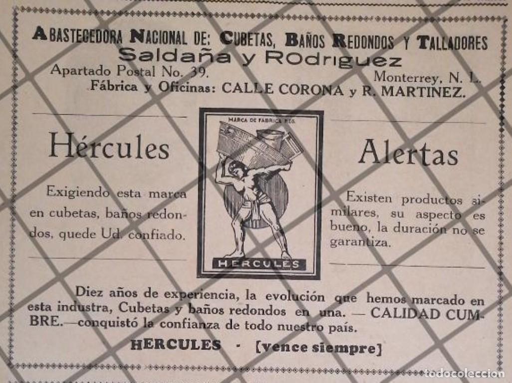 Sammeln von Plakaten: AFICHE RETRO CUBETAS HERCULES MONTERREY 1929