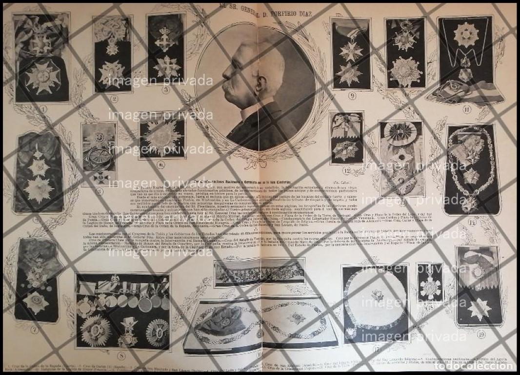 Sammeln von Plakaten: AFICHE ANTIGUO PORFIRIO DIAZ Y SUS CONDECORACIONES 1907