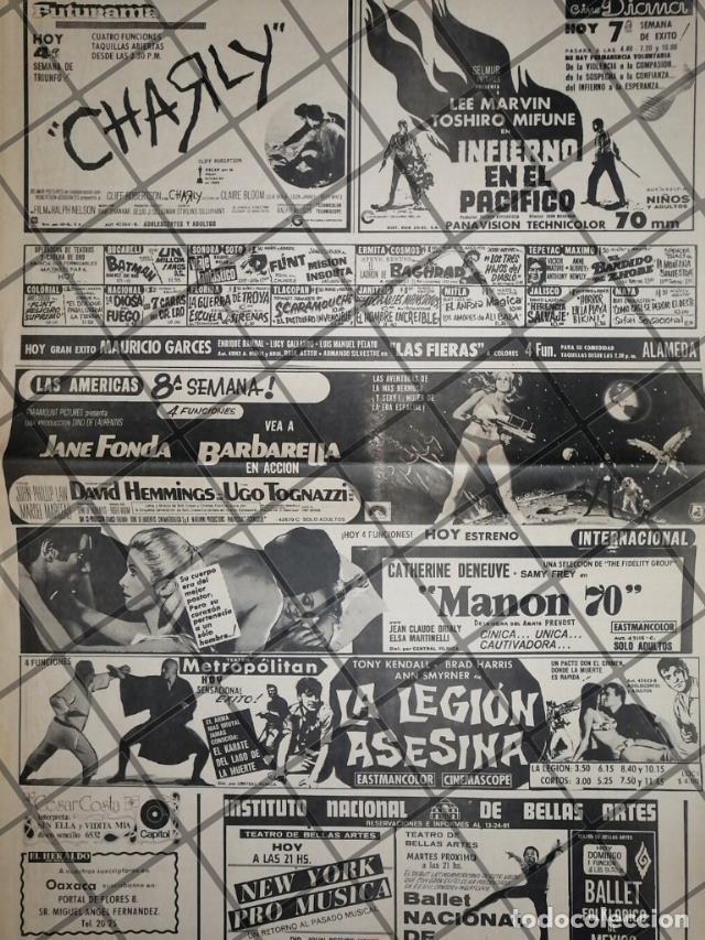 Sammeln von Plakaten: CARTELERA DE CINE RETRO 10 AGOSTO 1969